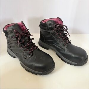 Wolverine Waterproof Work Boots Composite Toe Piper Leather Black Pink Size 8